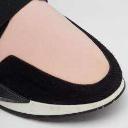 Givenchy Black/Light Pink Neoprene and Leather Runner Elastic Slip On Sneakers Size 39.5