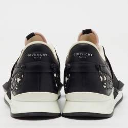 Givenchy Black/Light Pink Neoprene and Leather Runner Elastic Slip On Sneakers Size 39.5