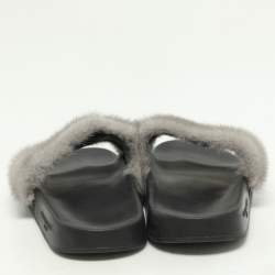 Givenchy Grey Mink Fur Flat Slides Size 40