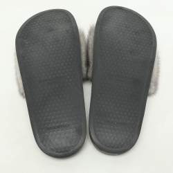 Givenchy Grey Mink Fur Flat Slides Size 40