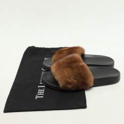 Givenchy Brown Mink Fur Flat Slides Size 39