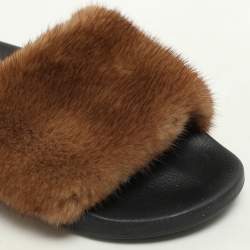 Givenchy Brown Mink Fur Flat Slides Size 39