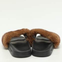 Givenchy Brown Mink Fur Flat Slides Size 39