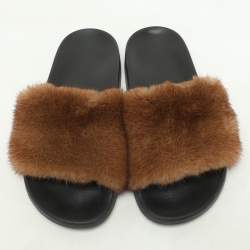 Givenchy Brown Mink Fur Flat Slides Size 39
