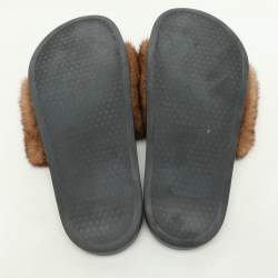 Givenchy Brown Mink Fur Flat Slides Size 39