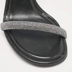 Givenchy Black Leather G Cube Crystal Embellished Heel Ankle Strap Sandals Size 41
