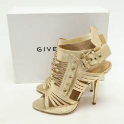 Givenchy Gold Leather Strappy Sandals Size 39
