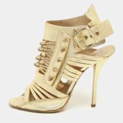 Givenchy Gold Leather Strappy Sandals Size 39