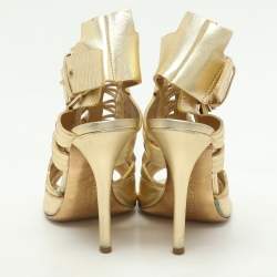 Givenchy Gold Leather Strappy Sandals Size 39