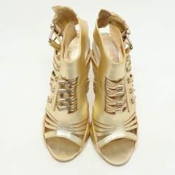 Givenchy Gold Leather Strappy Sandals Size 39