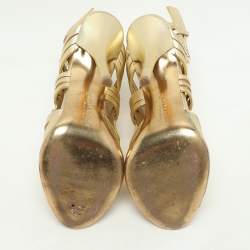 Givenchy Gold Leather Strappy Sandals Size 39