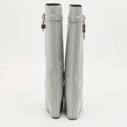 Givenchy Grey Leather Shark Lock Knee Length Boots Size 39