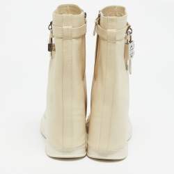 Givenchy Cream Leather Shark Lock Mid Calf Boots Size 39