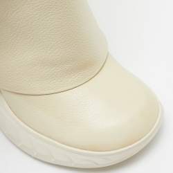 Givenchy Cream Leather Shark Lock Mid Calf Boots Size 39