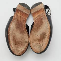 Givenchy Black Leather Rivington Logo Slingback Flats Size 37