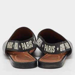 Givenchy Black Leather Rivington Logo Slingback Flats Size 37