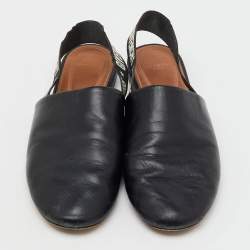Givenchy Black Leather Rivington Logo Slingback Flats Size 37