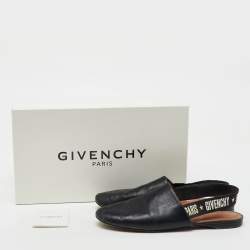 Givenchy Black Leather Rivington Logo Slingback Flats Size 37
