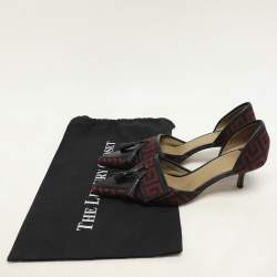 Givenchy Black/Red Signature Canvas and Leather Tassel D'orsay Pumps Size 38