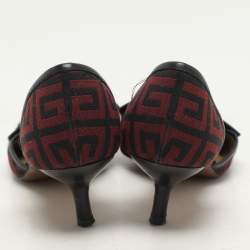Givenchy Black/Red Signature Canvas and Leather Tassel D'orsay Pumps Size 38