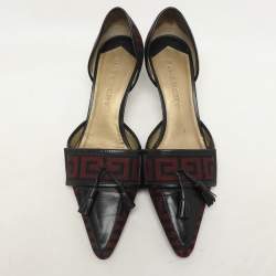 Givenchy Black/Red Signature Canvas and Leather Tassel D'orsay Pumps Size 38