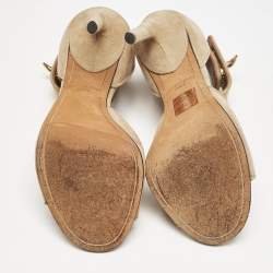Givenchy Beige Suede Shark Lock Ankle Wrap Sandals Size 35