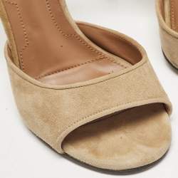 Givenchy Beige Suede Shark Lock Ankle Wrap Sandals Size 35