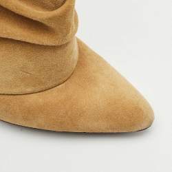 Givenchy Beige Suede Shark Lock Slouchy Silhouette Ankle Boots Size 40