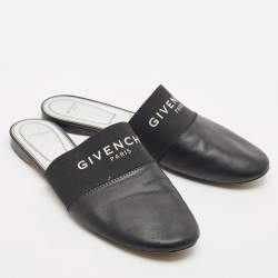 Givenchy Black/Silver Leather Bedford Flat Mules Size 39