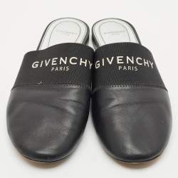 Givenchy Black/Silver Leather Bedford Flat Mules Size 39
