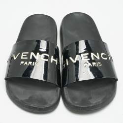 Givenchy Black Leather Pool Slides Size 39