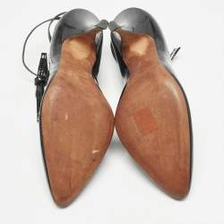 Givenchy Black Patent Leather Wrap Up Mules Size 38