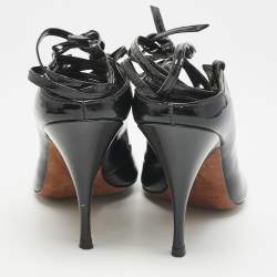Givenchy Black Patent Leather Wrap Up Mules Size 38