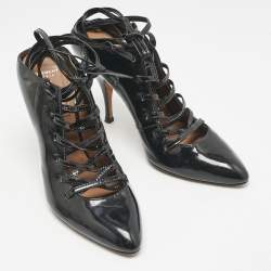 Givenchy Black Patent Leather Wrap Up Mules Size 38