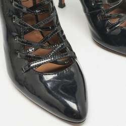 Givenchy Black Patent Leather Wrap Up Mules Size 38