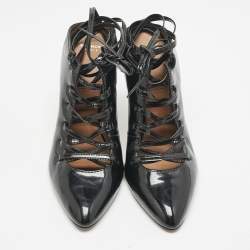 Givenchy Black Patent Leather Wrap Up Mules Size 38