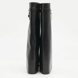 Givenchy Black Leather Shark Lock Wedge Knee High Boots Size 39