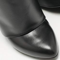 Givenchy Black Leather Shark Lock Wedge Knee High Boots Size 39