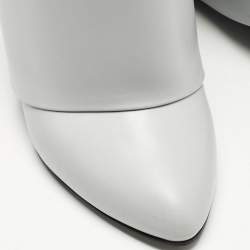 Givenchy Grey Leather Shark Lock Knee Length Boots Size 39