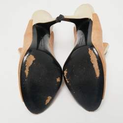 Givenchy Brown/White Leather Open Toe Slingback Pumps Size 38