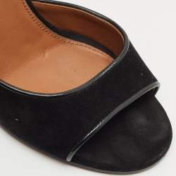 Givenchy Black Leather and Suede Shark Lock Ankle Strap Sandals Size 36