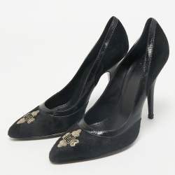 Givenchy Black Calf Hair,Suede and Leather Shark Slingback Pumps Size 39