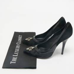 Givenchy Black Calf Hair,Suede and Leather Shark Slingback Pumps Size 39