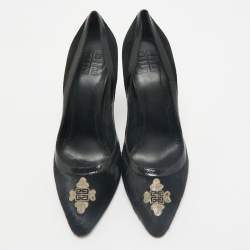 Givenchy Black Calf Hair,Suede and Leather Shark Slingback Pumps Size 39