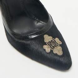 Givenchy Black Calf Hair,Suede and Leather Shark Slingback Pumps Size 39