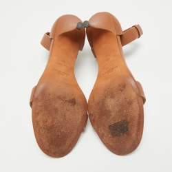 Pre Owned Givenchy Tan Leather Ankle Strap Sandals Size 40