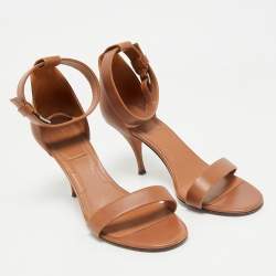 Pre Owned Givenchy Tan Leather Ankle Strap Sandals Size 40
