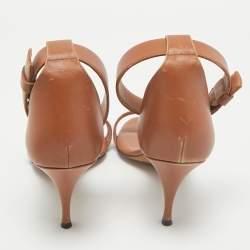 Pre Owned Givenchy Tan Leather Ankle Strap Sandals Size 40