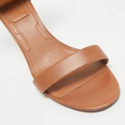 Pre Owned Givenchy Tan Leather Ankle Strap Sandals Size 40