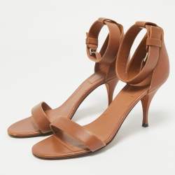 Pre Owned Givenchy Tan Leather Ankle Strap Sandals Size 40